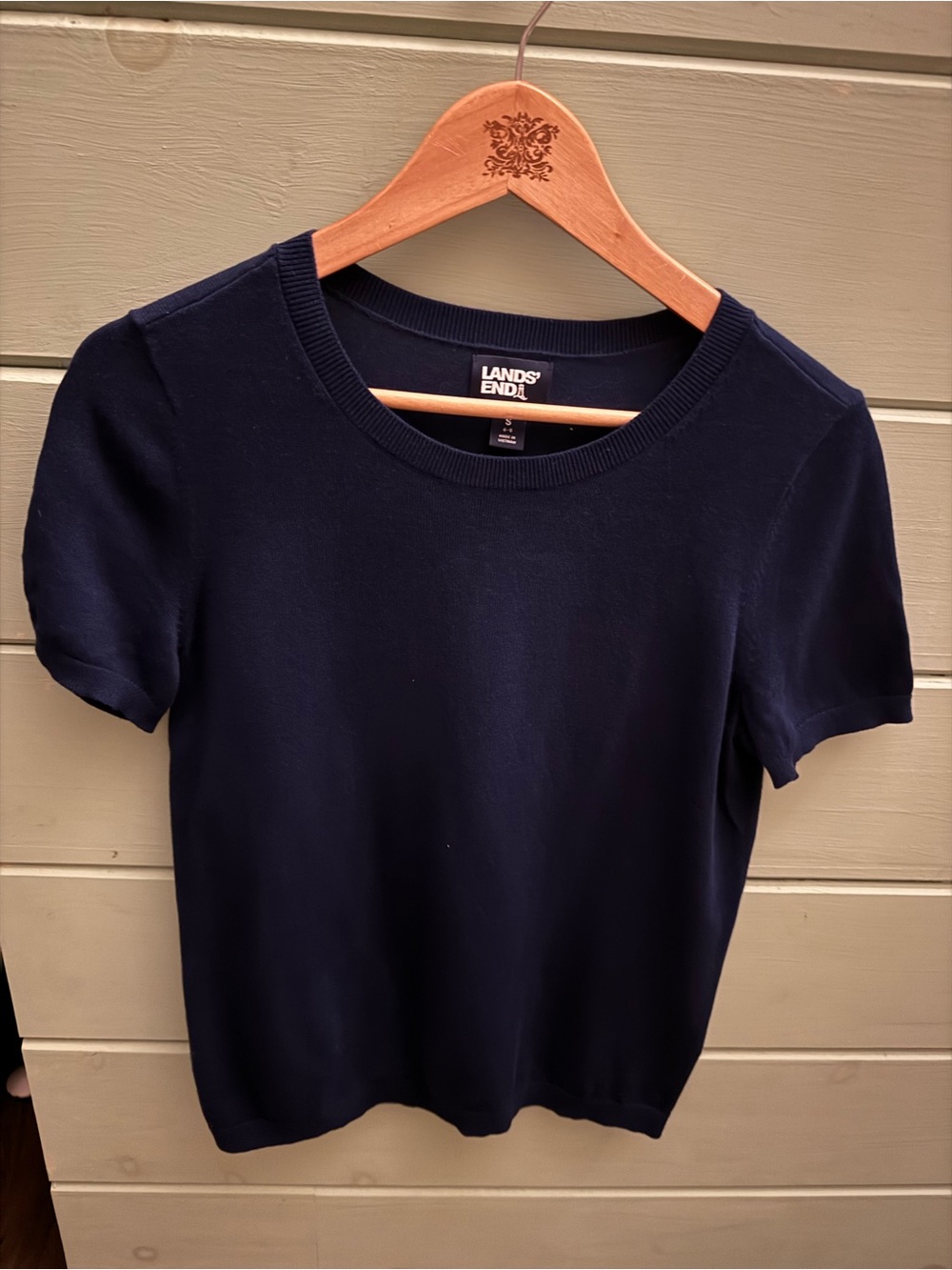 Lands End Navy Knit Sweater Top Women Small Preppy Capsule Wardrobe Quiet Luxury
